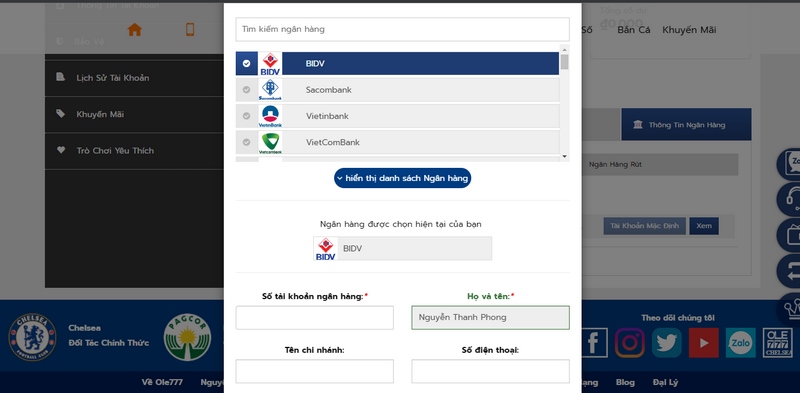 Rút tiền Ole777 qua ngân hàng tiện lợi mọi thời điểm