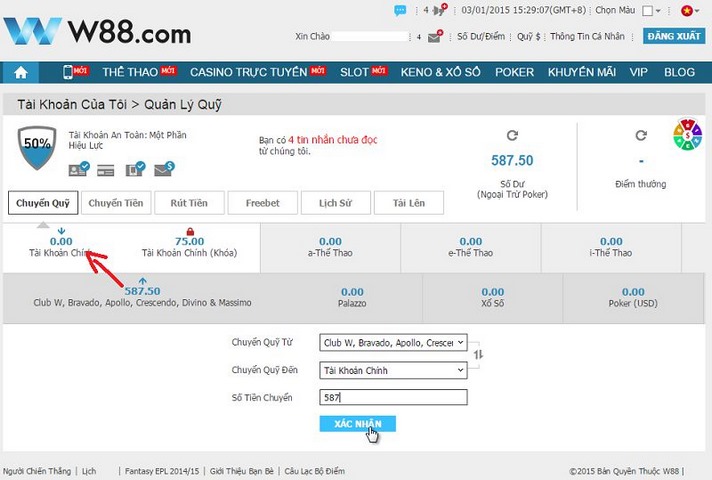 Rút tiền từ tài khoản W88 về ngân hàng chỉ với vài bước