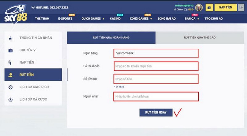 Rút tiền qua ngân hàng tiện lợi bất cứ thời điểm nào không mất phí