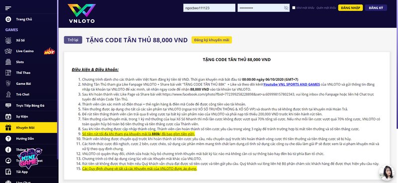 Tặng code 88k cho tân thủ mới đăng ký tài khoản hội viên