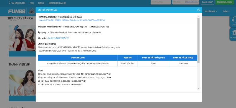 Hoàn trả tiền thua xổ số mỗi tuần cực khủng tới 5% 