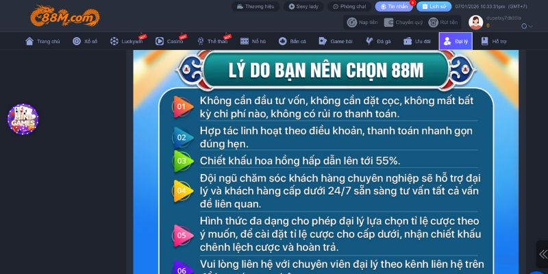 Cơ hội hợp tác đại lý tại 88M