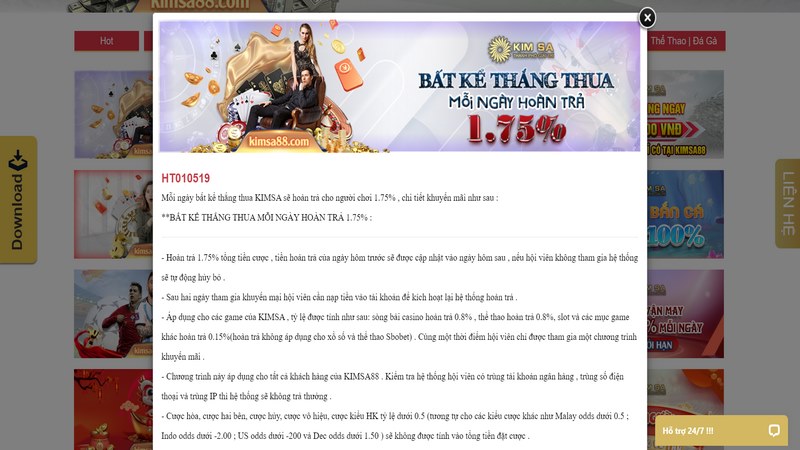 Khuyến mãi Kimsa hoàn trả hấp dẫn lên đến 1.75%